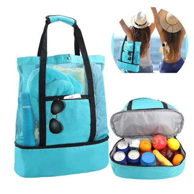 kf-S5a0d6a48fbcc4a9686ab9af1713deb4ev Bolsa de playa para Picnic con preservación del calor, bolsa de malla transparente de doble capa para almacenamiento de natación, bolsas impermeables para compras de alta capacidad