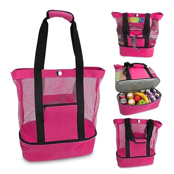 kf-S881a8c01fc874b5b9375018bc9baa50dc Bolsa de playa para Picnic con preservación del calor, bolsa de malla transparente de doble capa para almacenamiento de natación, bolsas impermeables para compras de alta capacidad