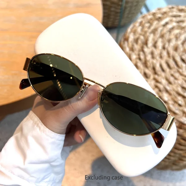 Gafas de sol ovaladas para mujeres y hombres, gafas de sol con montura metálica de moda, tonos clásicos