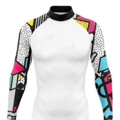 Verano Rashguard camisas de surf de manga larga protector solar tela cómoda sudadera de surf protección UV traje de baño para hombres