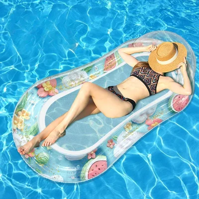 Salón flotante inflable Extra grande para piscina para adultos con respaldo para reposacabezas, cama flotante de agua para natación, relajación de verano al aire libre