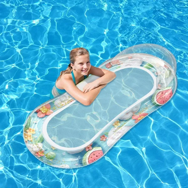 Salón flotante inflable Extra grande para piscina para adultos con respaldo para reposacabezas, cama flotante de agua para natación, relajación de verano al aire libre