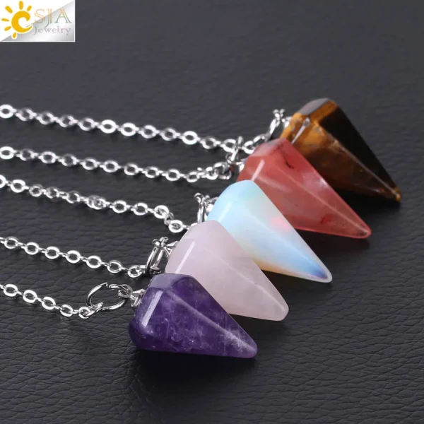 Colgante Péndulo con Piedra Natural para Hombre y Mujer, Collar con Cristal Curativo de Pequeño Tamaño, cuarzos piedras naturales , pendulo adivinacion , piedras semipreciosas naturales F366