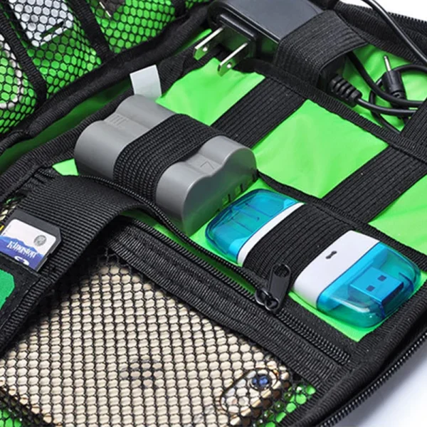 Kit de viaje al aire libre, bolsa porta cables de nailon impermeable, accesorios electrónicos, estuche de almacenamiento para unidad USB, bolsa organizadora para acampar y senderismo