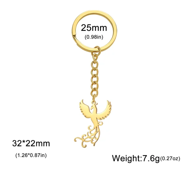 Mitología pájaro Fénix llavero mítico Animal protección fuerza símbolo tótem llavero joyería de acero inoxidable