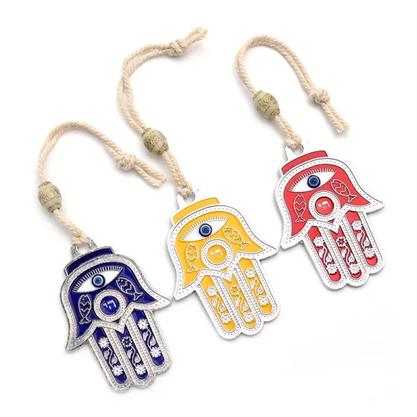 Colgante de pared de mal de ojo azul, decoración de pared de Hamsa, decoración del hogar judía griega, turco, hebreo, Khamash, Fátima, mano, regalo Nazar Boncuk