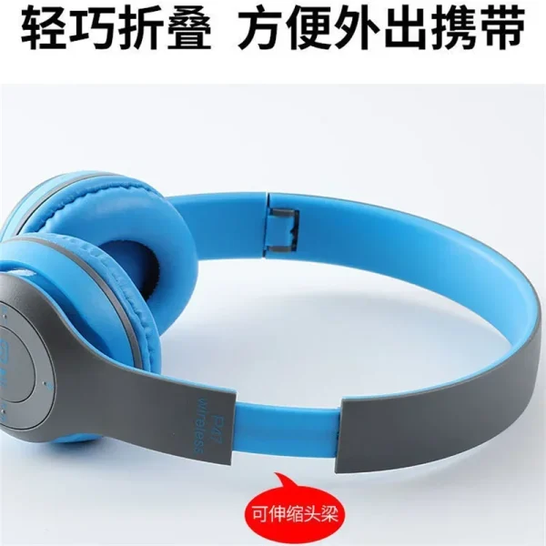 kf-S2b96e5f031da4977878dac538a673ac7Z Auriculares inalámbricos auriculares HIFI plegables auriculares con cancelación de ruido con micrófono adaptador USB para iPhone juego P47 auriculares