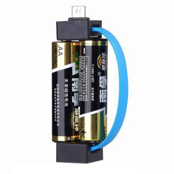 Cargador de emergencia Universal para teléfono, alimentado por 2 uds., baterías AA normales, Mini banco de energía portátil para teléfono con enchufe Micro USB/tipo C