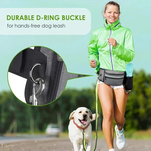 Bolsa para caminar para entrenamiento de perros, bolsa para golosinas de manos libres, riñonera para correr, tren para cachorros, alimentador de aperitivos, cuencos de bolsillo para perros, bolsas para tazas de agua