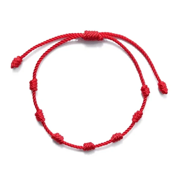 kf-S3d5b6a7e920f4e38ab627a0f7e6fcec2t Pulseras de hilo rojo para la suerte, 7 nudos, ajustables, hechos a mano, brazaletes de cuerda DIY para pareja, amuleto, accesorios de joyería
