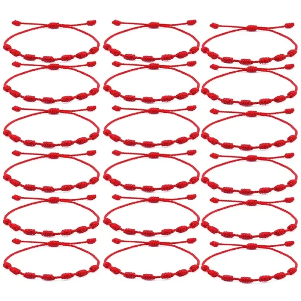 kf-S4316aedeb58b469d9b2743ace6b834f5J Pulseras de hilo rojo para la suerte, 7 nudos, ajustables, hechos a mano, brazaletes de cuerda DIY para pareja, amuleto, accesorios de joyería
