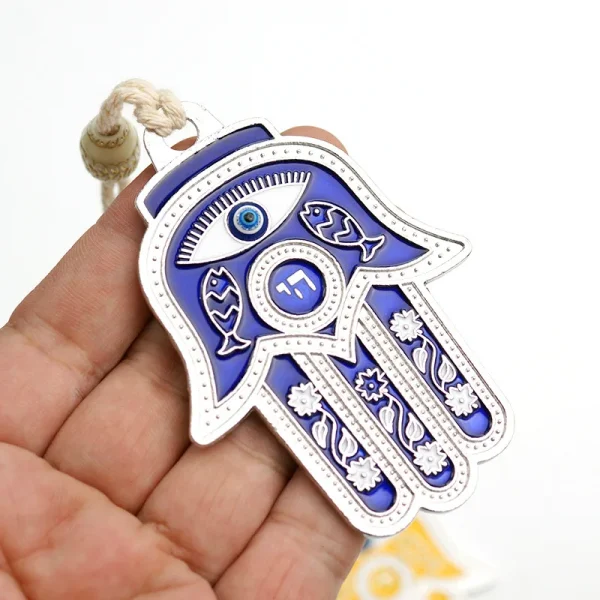 Colgante de pared de mal de ojo azul, decoración de pared de Hamsa, decoración del hogar judía griega, turco, hebreo, Khamash, Fátima, mano, regalo Nazar Boncuk