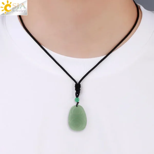 kf-S6ba25a3c2d3341cd80baaf848a14afb8d Collar con colgante de piedra Natural para mujer, colgante con forma de escudo de cristal de ojo de Tigre, hecho a mano, tallado, Yoga, Curación 3D, joyería de amuleto, H242