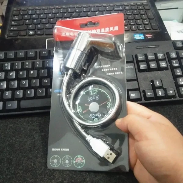 kf-S6c025a719fbb41bc936bcf4d9e1a1ed2A Ventiladores de reloj Usb pequeños silenciosos con Motor sin escobillas, pantalla de tiempo y temperatura de alta velocidad, viento fuerte, ajustable, Universal