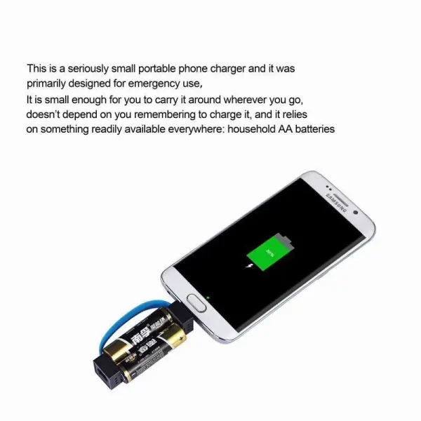 Cargador de emergencia Universal para teléfono, alimentado por 2 uds., baterías AA normales, Mini banco de energía portátil para teléfono con enchufe Micro USB/tipo C