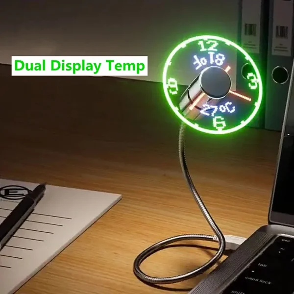 kf-S7d66da6bc83b4700b810a90f2c0101a9j Ventiladores de reloj Usb pequeños silenciosos con Motor sin escobillas, pantalla de tiempo y temperatura de alta velocidad, viento fuerte, ajustable, Universal