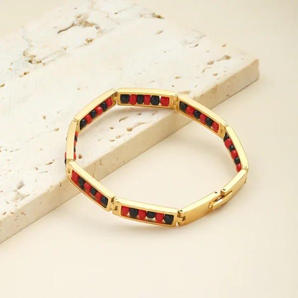 kf-S926171bf780e4f95be5fe2f16b31a1caF CARLIDANA última nueva tendencia joyería de acero inoxidable Color rojo y negro pulsera de cuentas Orula brazalete de amuleto de la suerte Unisex para mujer