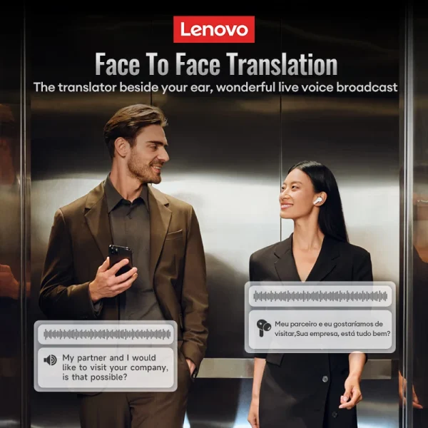 kf-S94d7f075961d4c93be22aba290bebb143 Lenovo LP49 AI auriculares de traducción inalámbricos Bluetooth 5,4 reducción de ruido llamada HD auriculares Oficina viaje traducción en tiempo Real