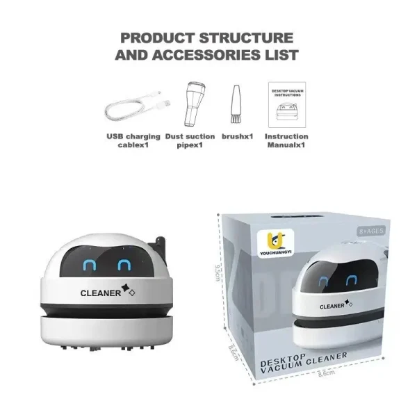 kf-Sa4c7327ae44947db907949d57250c961m Aspirador de escritorio Mini inalámbrico, papelería para estudiantes, regalo, limpiador de escritorio recargable portátil para el hogar