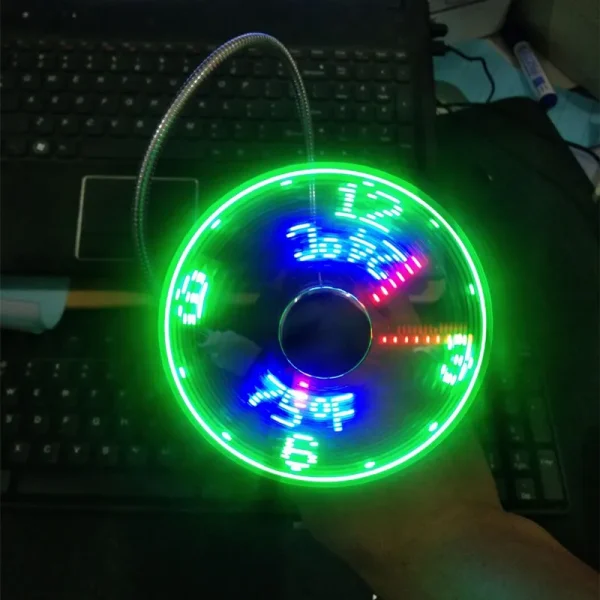 kf-Sacb79ad32fdb4ef788b36c1d4d033e68L Ventiladores de reloj Usb pequeños silenciosos con Motor sin escobillas, pantalla de tiempo y temperatura de alta velocidad, viento fuerte, ajustable, Universal