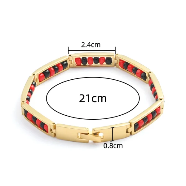kf-Saf333f95bcee437693595c9942b8e694l CARLIDANA última nueva tendencia joyería de acero inoxidable Color rojo y negro pulsera de cuentas Orula brazalete de amuleto de la suerte Unisex para mujer