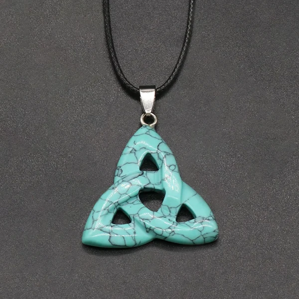 Colgante de piedra Natural nudo celta irlandés amuleto de cristal de ojo de tigre para fabricación de joyería  dijes collar accesorios 34mm