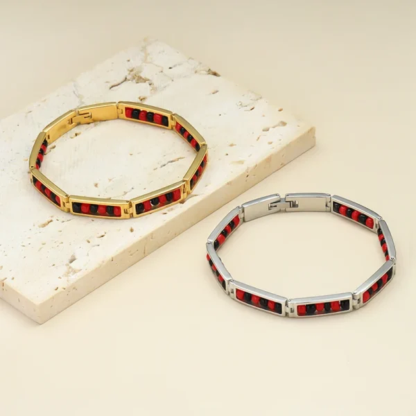 kf-Sc6ddc5bd72744d55869e3a1b0c7f58d0H CARLIDANA última nueva tendencia joyería de acero inoxidable Color rojo y negro pulsera de cuentas Orula brazalete de amuleto de la suerte Unisex para mujer