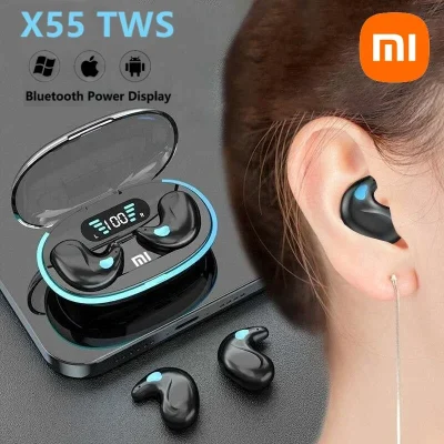 Xiaomi X55 auriculares estéreo ocultos con micrófono llamada HD auriculares impermeables para dormir Mini auriculares inalámbricos TWS Bluetooth