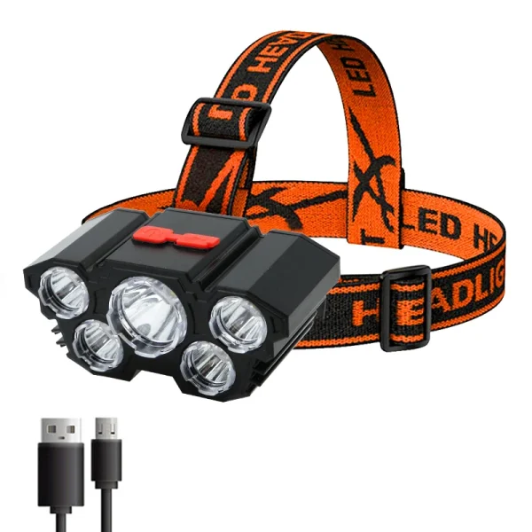 kf-Sdb047b06ef864f89bbb880812471c912P 5 LED linterna recargable con batería de 18650 incorporada fuerte luz para acampar aventura lámpara de pesca faro