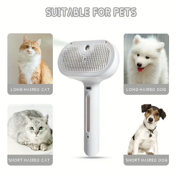Peine para el pelo en aerosol para mascotas, cepillo de limpieza para quitar el pelo de mascotas, accesorios para el cuidado de gatos y perros, herramientas, peine humidificador de niebla de agua para desmastar