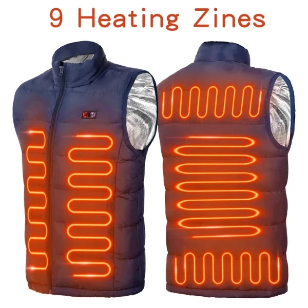 Chaqueta calefactora eléctrica para hombre y mujer, abrigo térmico de grafeno con USB, ropa deportiva para acampar, 9 zonas