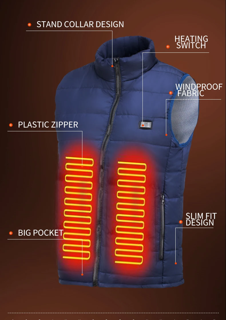 Chaqueta calefactora eléctrica para hombre y mujer, abrigo térmico de grafeno con USB, ropa deportiva para acampar, 9 zonas