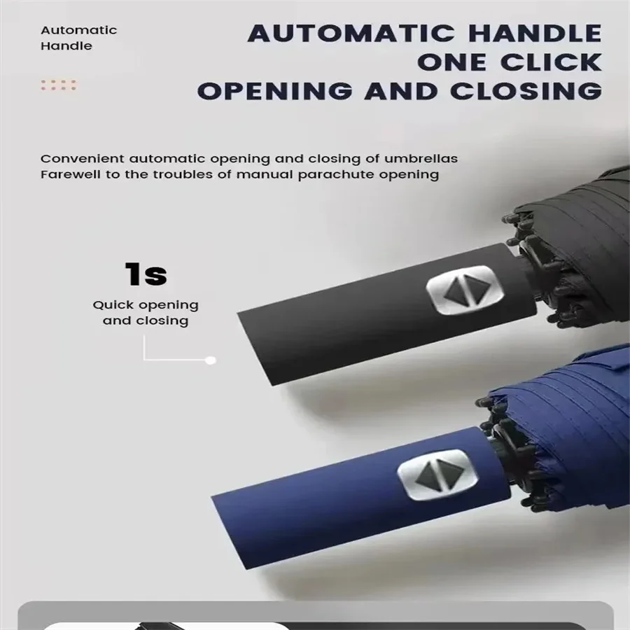 Paraguas totalmente automático con pegamento negro de 12 huesos, paraguas triple con quilla gruesa y duradera, paraguas plegable resistente a los rayos UV Paraguas totalmente automático con pegamento negro de 12 huesos, paraguas triple con quilla gruesa y duradera, paraguas plegable resistente a los rayos UV