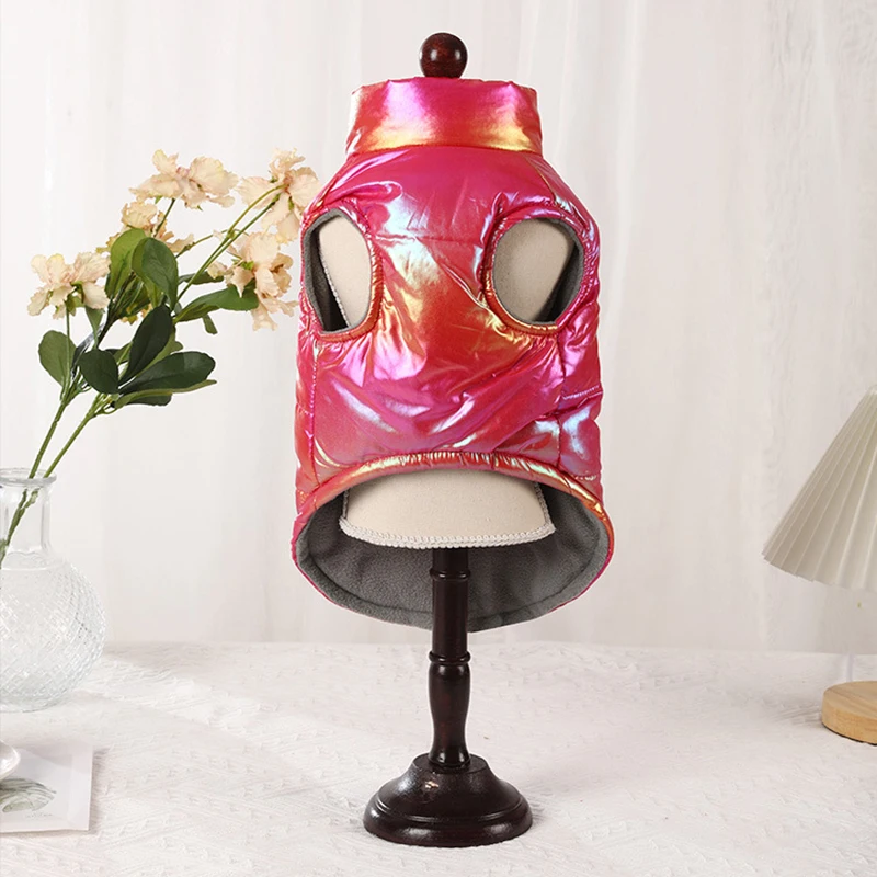 Ropa para mascotas de otoño e invierno, chaleco reflectante impermeable de color gradual, además de ropa cálida de terciopelo para perros y gatos, suministros para mascotas