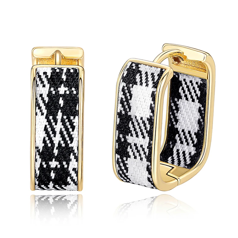 Huitan-pendientes de aro elegantes con diseño de tela para mujer, accesorios nobles de Metal de Color dorado para boda, joyería de fiesta a la moda encantadora