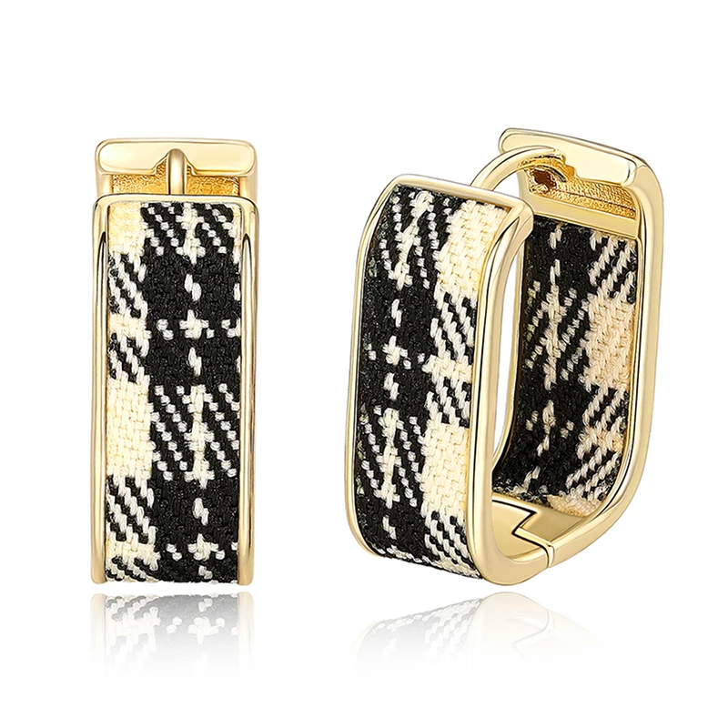 Huitan-pendientes de aro elegantes con diseño de tela para mujer, accesorios nobles de Metal de Color dorado para boda, joyería de fiesta a la moda encantadora