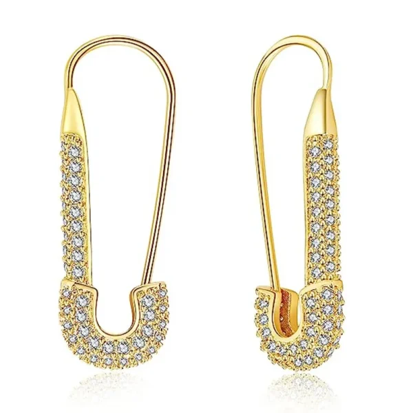 Huitan-pendientes de aro con diseño de Clip de papel único para mujer, totalmente brillante, CZ, accesorios elegantes y versátiles para fiesta diaria, joyería de boda a la moda