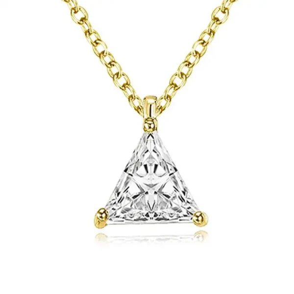 Huitan-collar con colgante de triángulo brillante CZ para mujer, Color plateado/dorado, diseño Simple, accesorios versátiles, joyería para boda