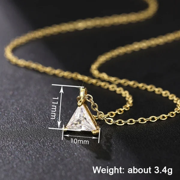 Huitan-collar con colgante de triángulo brillante CZ para mujer, Color plateado/dorado, diseño Simple, accesorios versátiles, joyería para boda