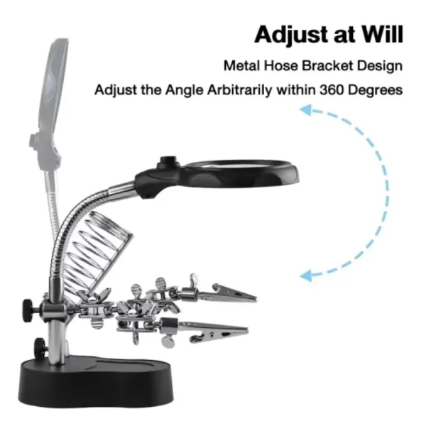 Lupa de Clip auxiliar de soldadura 3,5x 12X, soldador eléctrico, placa de circuito, herramientas de soporte de lupa de hierro para soldar