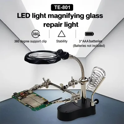 10656-grzgqv.png Lupa de Clip auxiliar de soldadura 3,5x 12X, soldador eléctrico, placa de circuito, herramientas de soporte de lupa de hierro para soldar