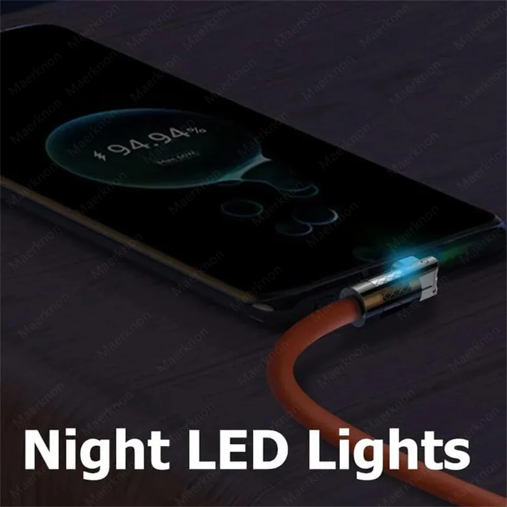 Cable tipo C de 120W, 7A, codo de rotación de 180 grados, Cable de datos para cargador de teléfono de carga rápida para iPhone, Samsung, Xiaomi, Cable de carga rápida