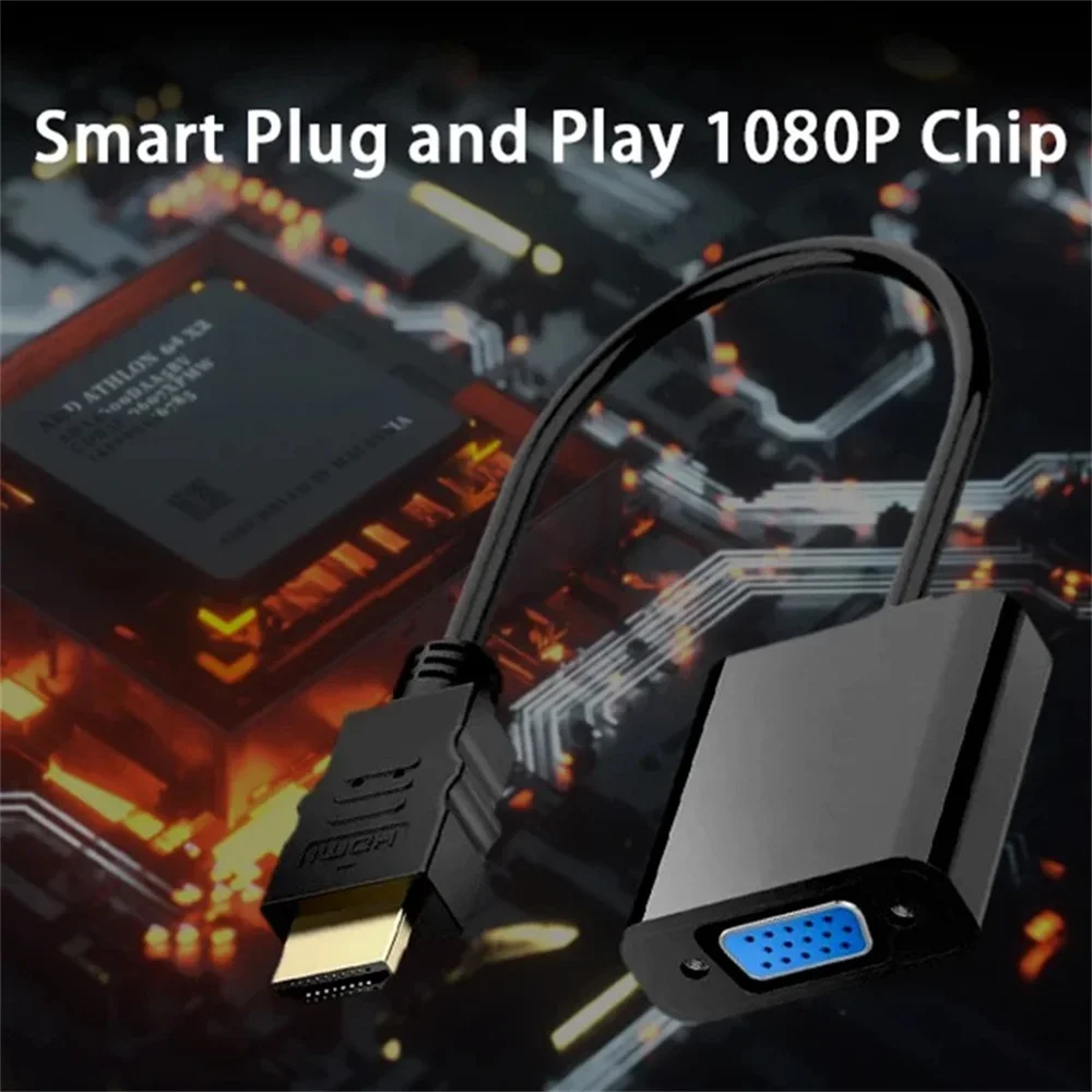 Cable convertidor HD 1080P HDMI a VGA, adaptador convertidor VGA macho a hembra HDTV de alta velocidad para ordenador portátil, tableta, Monitor, proyector de TV