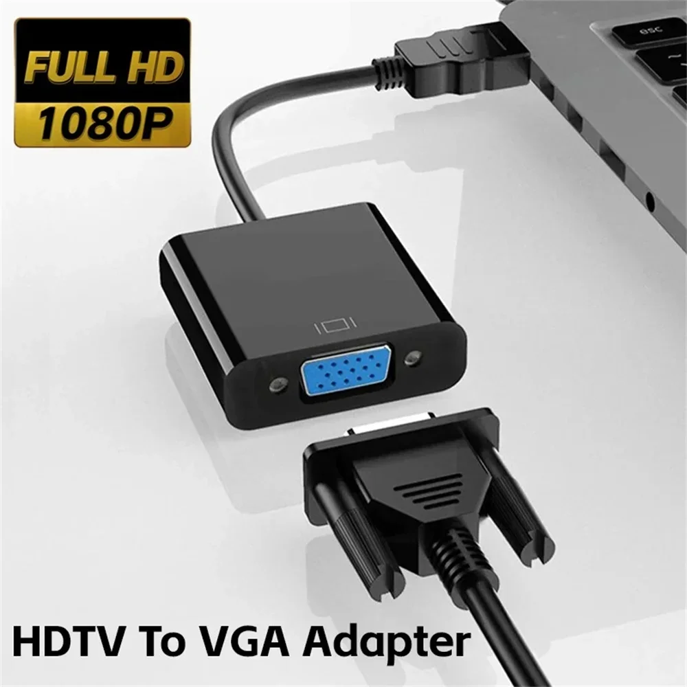 Cable convertidor HD 1080P HDMI a VGA, adaptador convertidor VGA macho a hembra HDTV de alta velocidad para ordenador portátil, tableta, Monitor, proyector de TV