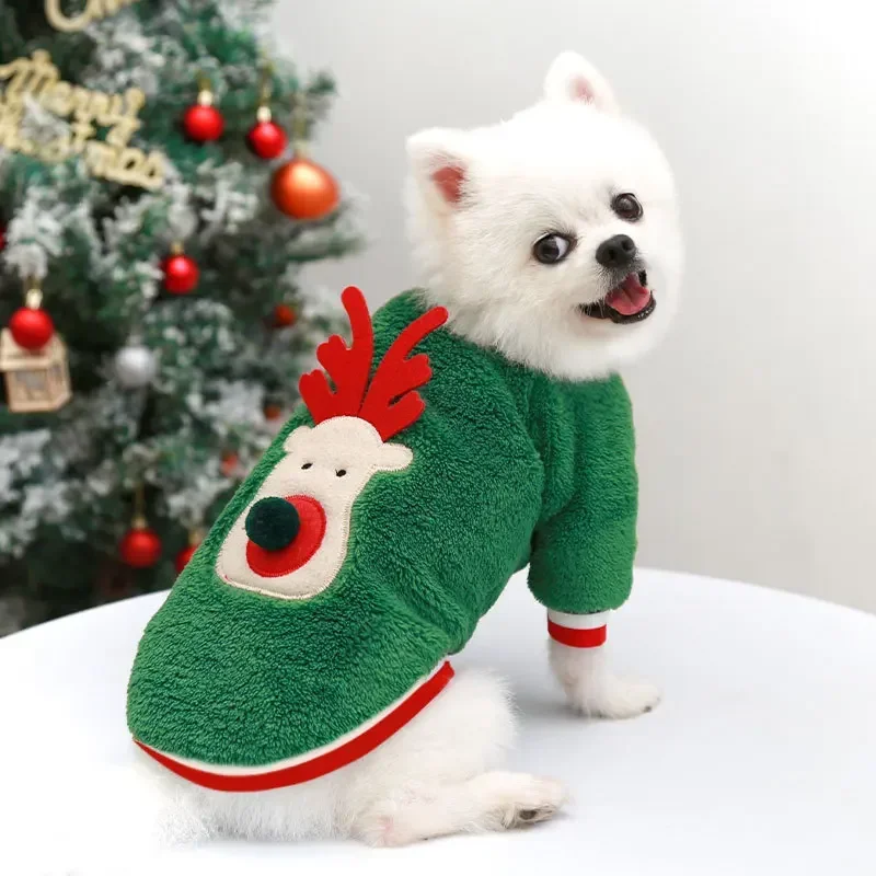 Ropa navideña para perros, ropa cálida de invierno para mascotas para perros pequeños y medianos, alce, Papá Noel, abrigo para perros y gatos, sudaderas con capucha, disfraz navideño para perros Ropa navideña para perros, ropa cálida de invierno para mascotas para perros pequeños y medianos, alce, Papá Noel, abrigo para perros y gatos, sudaderas con capucha, disfraz navideño para perros