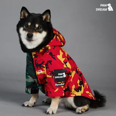 Camuflaje Pawdream mascota Otoño Invierno impermeable rompevientos exterior puerta grande perro chaqueta con capucha cachorro impermeable