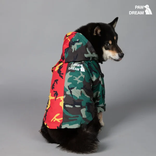 Camuflaje Pawdream mascota Otoño Invierno impermeable rompevientos exterior puerta grande perro chaqueta con capucha cachorro impermeable