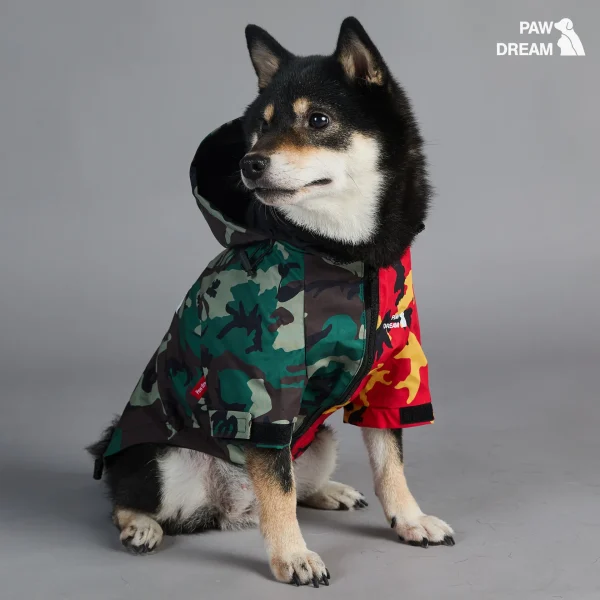 Camuflaje Pawdream mascota Otoño Invierno impermeable rompevientos exterior puerta grande perro chaqueta con capucha cachorro impermeable