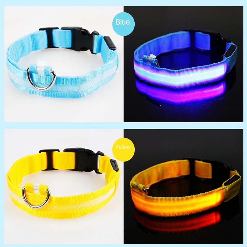 Collar luminoso recargable por USB para perros pequeños y grandes, Collar de seguridad para mascotas con luz nocturna y Led brillante ajustable