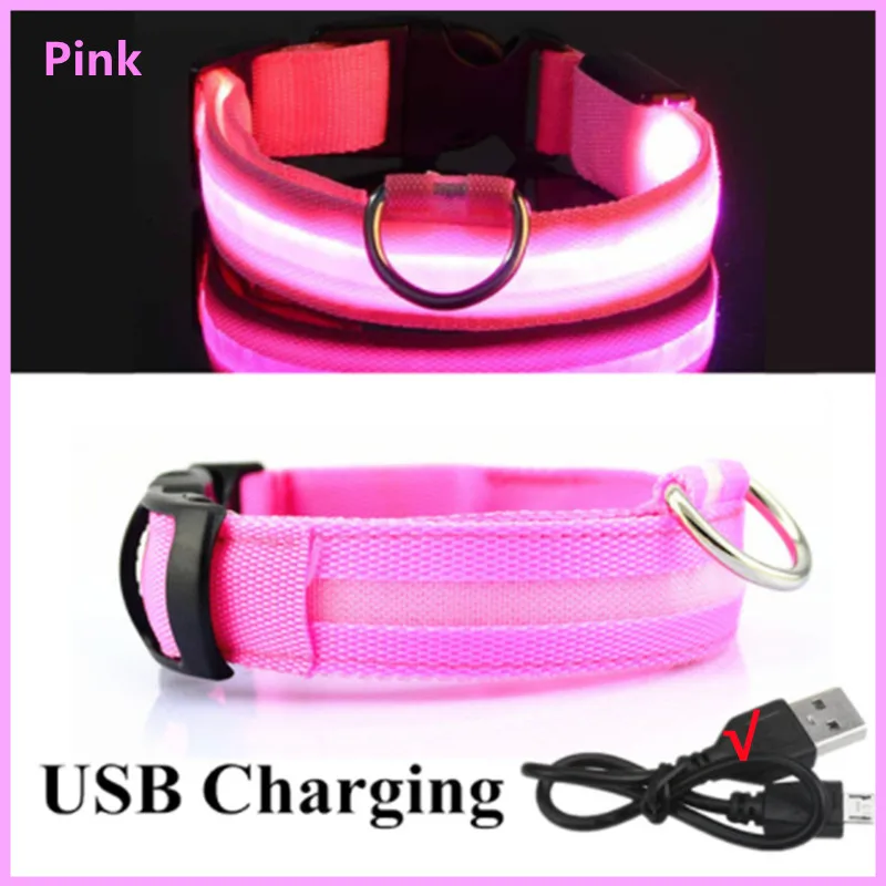 Collar luminoso recargable por USB para perros pequeños y grandes, Collar de seguridad para mascotas con luz nocturna y Led brillante ajustable
